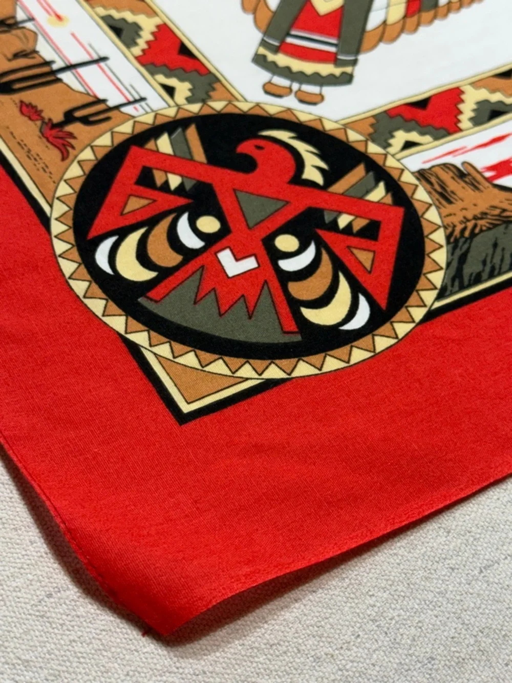 Southwestern Print Bandana Scarf - Red, Black, Tan